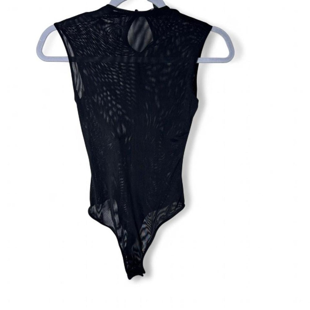 Lulus NWT‎ Sleeveless mesh High Neck Thong Bodysuit Snap Closure XS Black